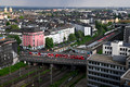 DG416142. Looking down on the station.  D-Wehrhahn S. Dusseldorf. Germany. 7.5.2024.