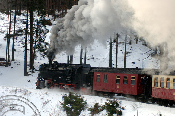 FDG2863. 99 7234. On the way up the Brocken. Harz railway. Germany. 16.2.06.