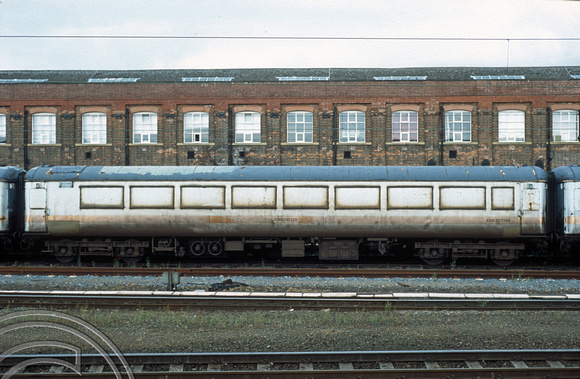 12587. ADB977789. Mk2 coach used in the works test train. Doncaster. 26.7.03