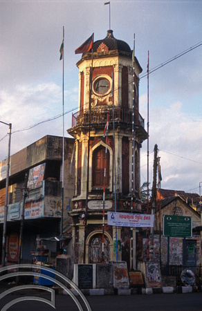 T6574. Old clocktower. Pondicherry. Tamil Nadu India. 28th January 1998