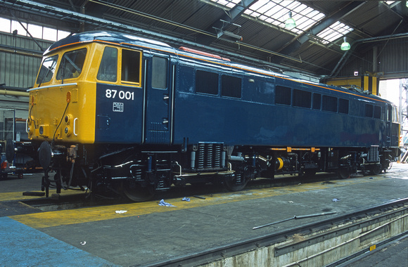 12313. 87001 repainted into BR Blue. Willesden TMD. 14.5.03