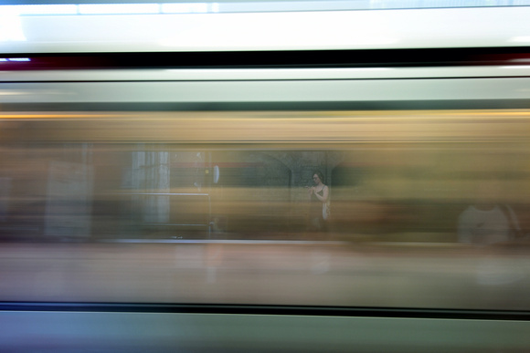DG274671. Girl in a train. Euston Square. London. 21.6.17