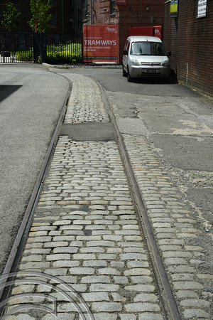DG276884. Old tram tracks. Chester. 14.7.17