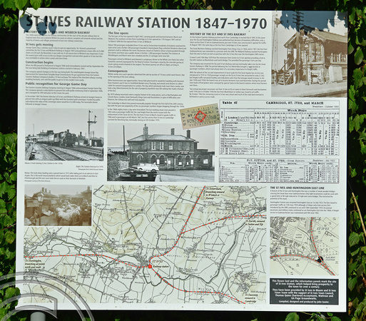 DG401964. Former station history board. St Ives. Cambridgeshire. 7.9.2023.