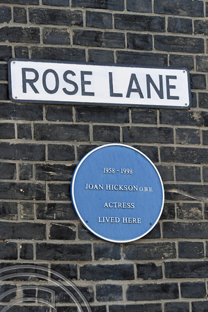 DG349857. Joan Hickson blue plaque. Wivenhoe. Essex. England. 8.6.2021.