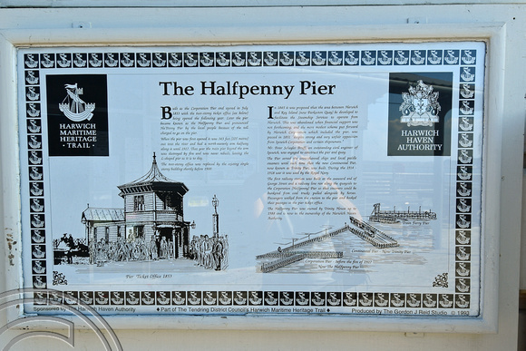 DG349923. Halfpenny pier history. Harwich Town. Essex. England. 8.6.2021.