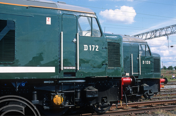 04120. Cabs of D172 and D120. Basford Hall open day. Crewe. 21.8.94
