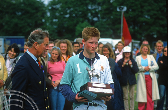 The Prince of Wales and Prince Harry. Actionaid fundraising polo match. 2000
