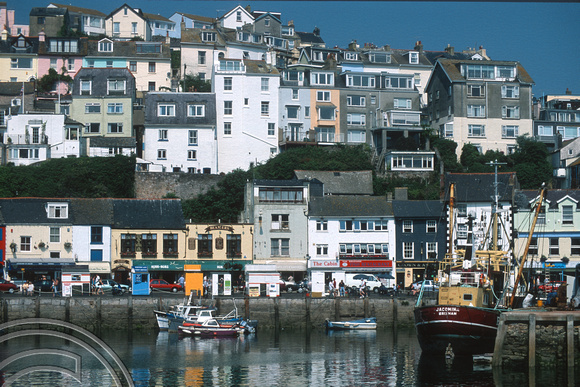 T11465. View of the harbour and town. Brixham. Devon. England. 29.07.2001
