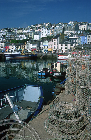 T11450. Lobsterpots on the harbour. Brixham. Devon. England. 29.07.2001