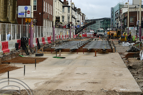 DG303410. Tram extension under construction. Talbot Rd. Blackpool. 24.7.18
