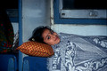 T5908. Girl on the sleeper to Goa. Karnataka. India. January 1997