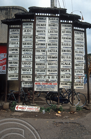 RT0001. Signs. Ubud. Bali. Indonesia. 1992.