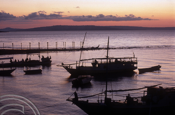 T04135. Sunset over the harbour. Semau Island. Timor. Indonesia. 14th September 1992