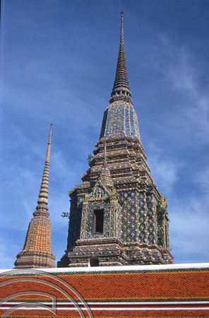 T7244. Towers. Wat Po. Bangkok. Thailand. May 1998
