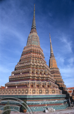 T7247. Towers. Wat Po. Bangkok. Thailand. May 1998