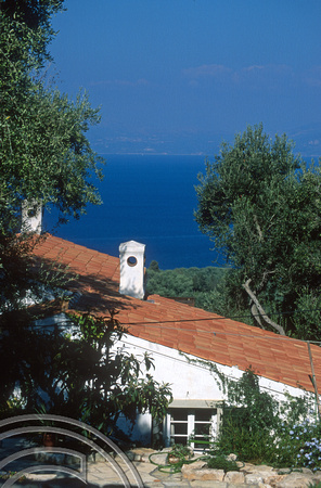T10197. House overlooking the coast. Paxos. Ionian Isles. Greece. 28th September 2000