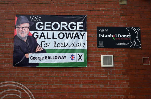 DG414438. George Galloway election poster. Rochdale. 21.4.2024.