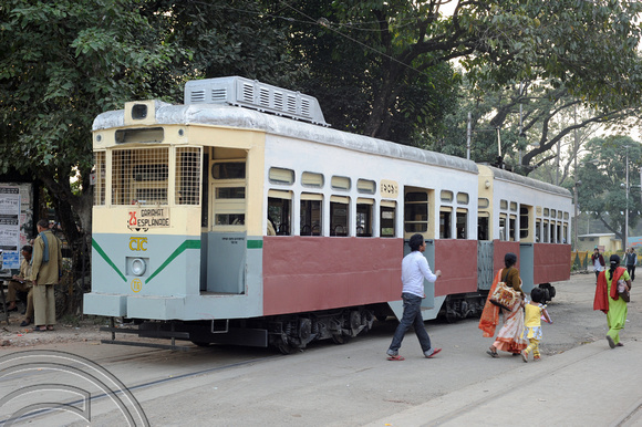 DG70409. Route 25 tram. Esplanade. Calcutta. India. 17.12.10.