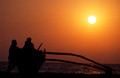 T5739. Fishing boat and sunset. Arambol. Goa. India. December 1995