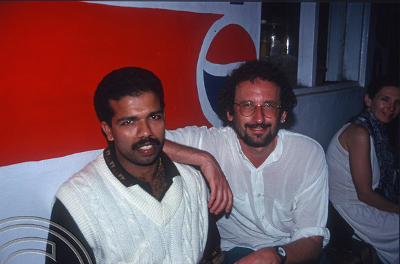 T5672. Anand and I at the Prakash Bar. Arambol. Goa. India. December 1995