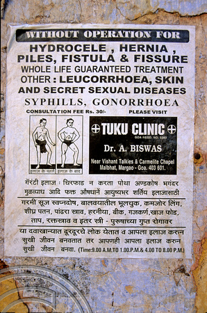 T12769. Doctors poster. Sao Tome. Panjim. Goa. India. 2002.