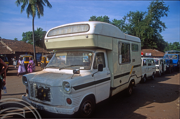 T5667. Overland Transit camper van. Chopdem. Goa. India. December 1995