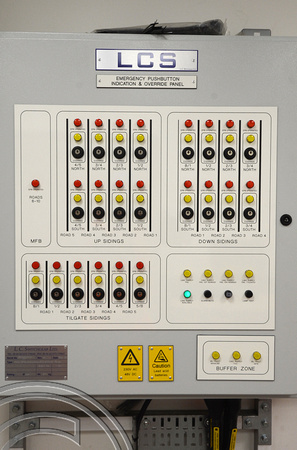 DG211323. The emergency pushbutton panel in the depot controlroom. Three Bridges depot. 16.4.15