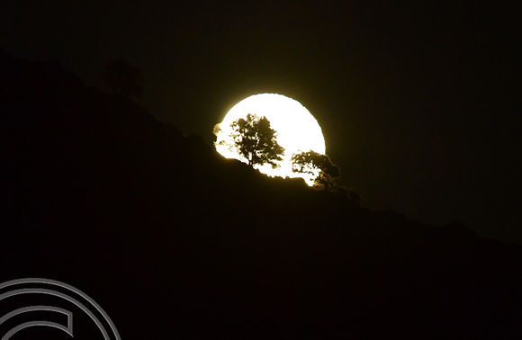 DG382836. Moonrise over Lardos. Rhodes. Greece. 11.10.2022.
