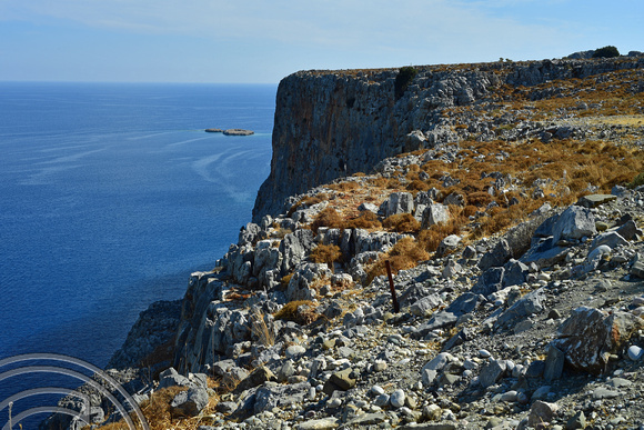 DG382831. Cliffs at Naverone bay. Rhodes. Greece. 11.10.2022.