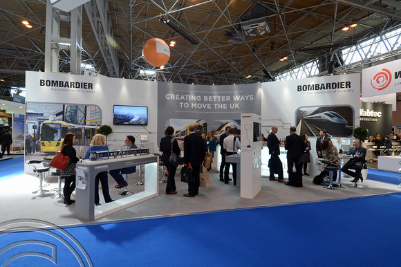 DG213558. Bombardier stand. Railtex 2015. 12.5.15