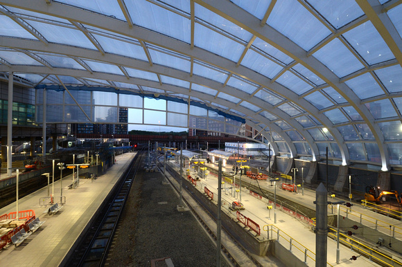DG215169. New roof & tram platforms. Manchester Victoria. 26.5.15