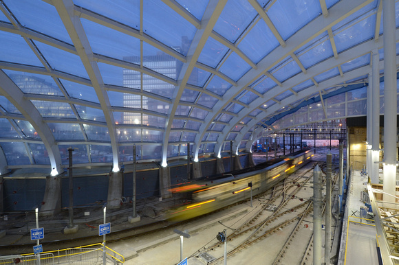 DG215192. New roof & tram platforms. Manchester Victoria. 26.5.15