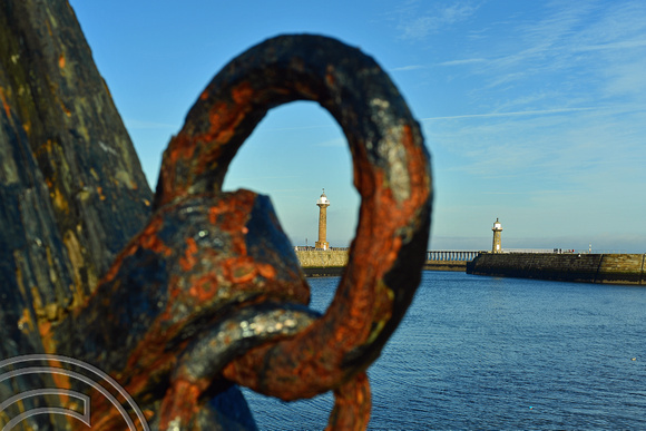 DG383852. Old anchor on the harbour. Whitby. North Yorkshire. 13.11.2022.