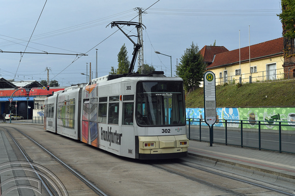 DG381702. Tram 302. Bahnhof. Frankfurt (Oder). Germany. 24.9.2022.