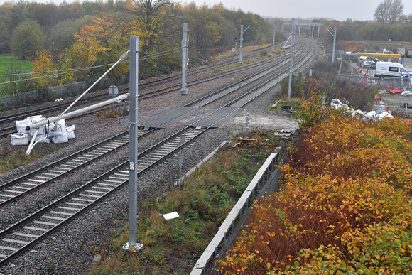 DG384070. Electrification progress. Ashton Moss North Junction. 18.11.2022.
