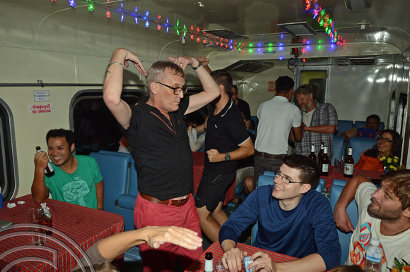 DG132293. Party in the restaurant car on train No1. Thailand. 28.11.12.