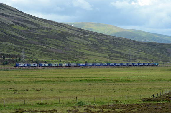 DG217700. 4D47. 13.19 Inverness to Mossend intermodal at Dalwhinnie. 14.7.15