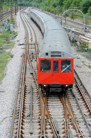 DG26157. District line train. Southminster. 19.6.09.