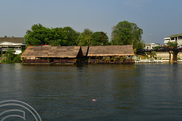 DG388663. Floating restaurant by the bridge. Kanchanaburi. Thailand. 2.2.2023.