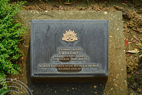 DG388678. Soldiers headstone. War cemetery. Kanchanaburi. Thailand. 3.2.2023.