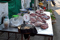 DG388907. Butchers stall. Kanchanaburi. Thailand. 9.2.2023.