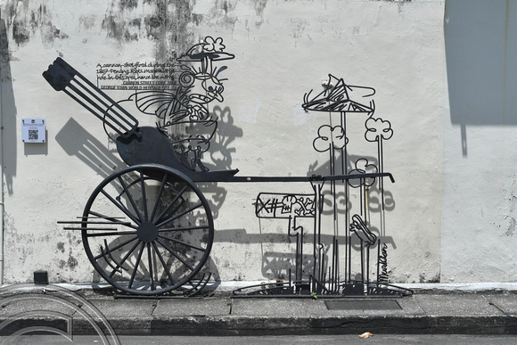 DG389596. Steel street-art. Lebuh Cannon. Georgetown. Penang. Malaysia. 22.2.2023.
