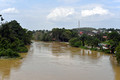 DG390394. Floods by the railway. Johor state. Malaysia. 7.2.2023.
