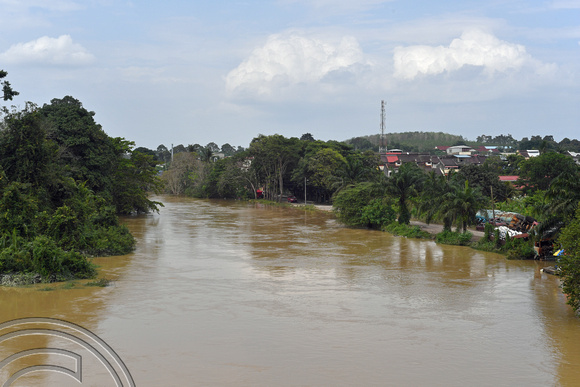 DG390394. Floods by the railway. Johor state. Malaysia. 7.2.2023.