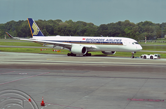 DG390883. 9V-SJB. Singapore Airlines. Airbus A350-900. Built 2021. Changi airport. Singapore. 10.3.2023.