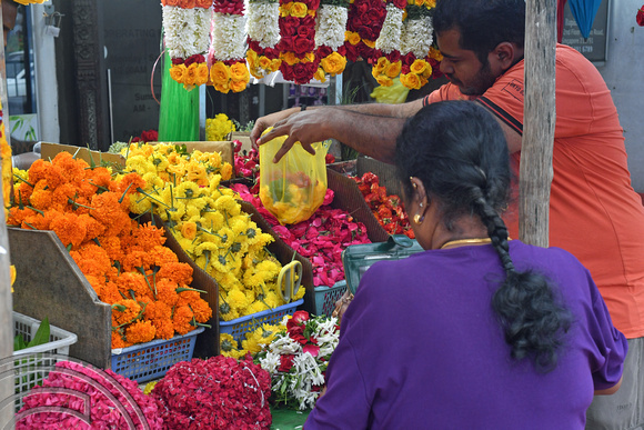 DG390590. Selling flowers. Little India. Singapore. 8.3.2023.