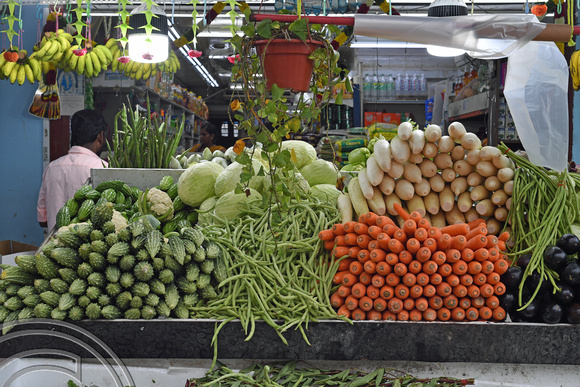 DG390594. Selling fresh veg. Little India. Singapore. 8.3.2023.