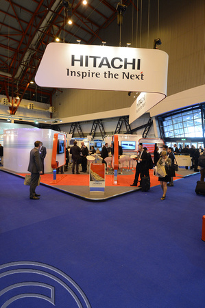 DG146871. Hitachi stand. Railtex. London. 1.5.13.