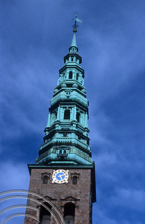 T5395. Clock in church spire. Copenhagen. Denmark. August 1995